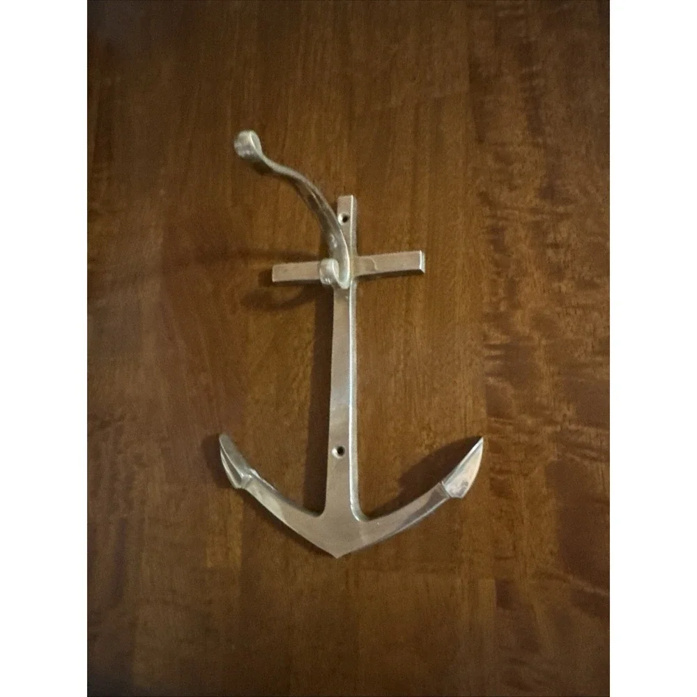 Vintage Brass Anchor Wall Hook Nautical Maritime Coat Towel Hanger 9x7 Decor